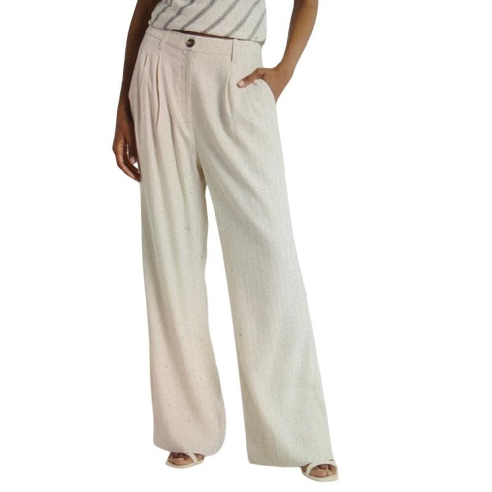 A.L.C Tommy II Pleated Front Linen Blend Pants 'Buttercream' Size 12 New